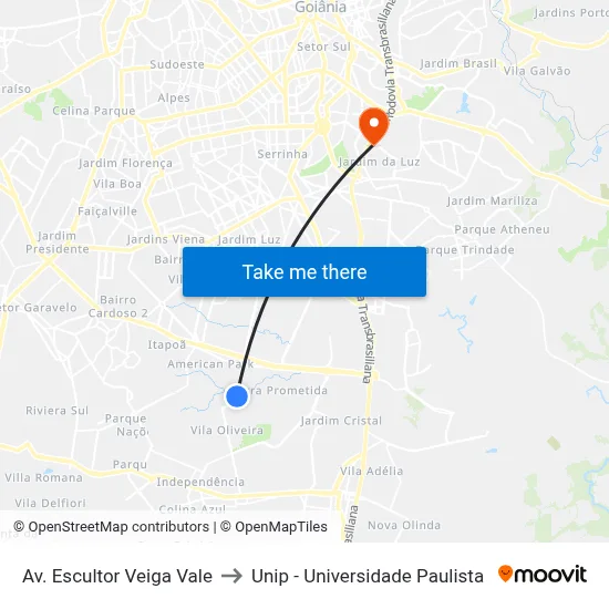 Av. Escultor Veiga Vale to Unip - Universidade Paulista map