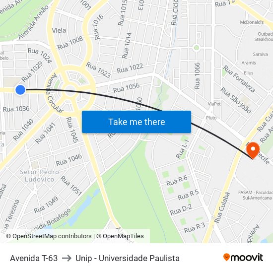 Avenida T-63 to Unip - Universidade Paulista map