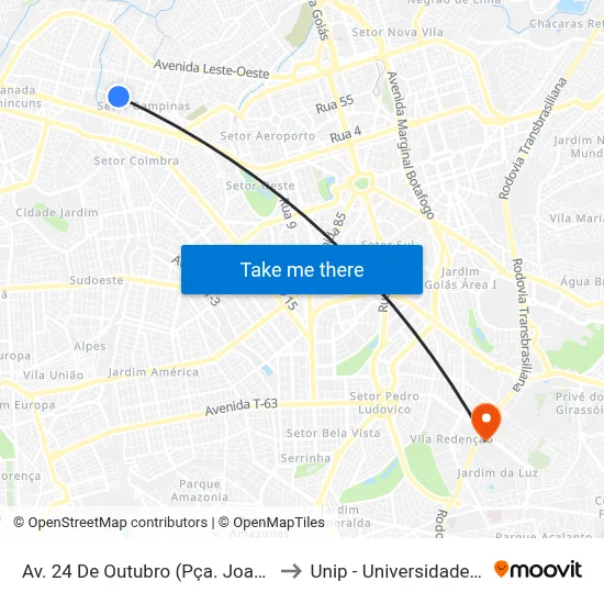Av. 24 De Outubro (Pça. Joaquim Lúcio) to Unip - Universidade Paulista map