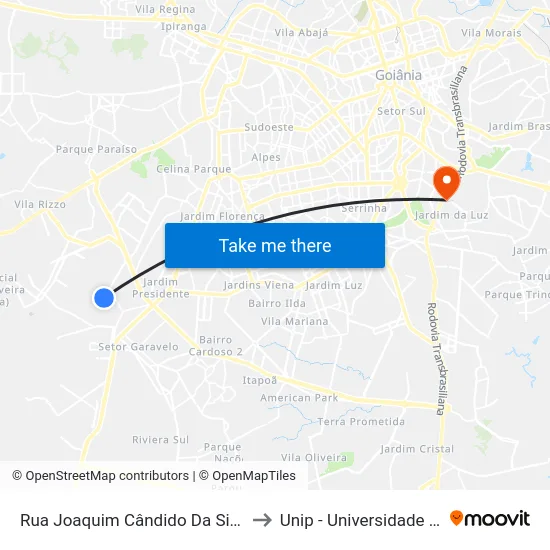 Rua Joaquim Cândido Da Silva, 73-233 to Unip - Universidade Paulista map