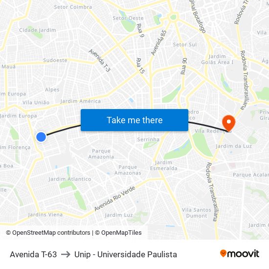 Avenida T-63 to Unip - Universidade Paulista map