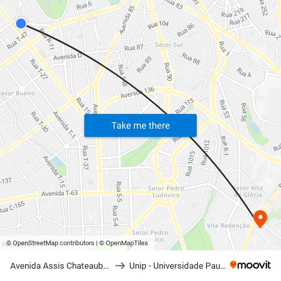 Avenida Assis Chateaubriand to Unip - Universidade Paulista map