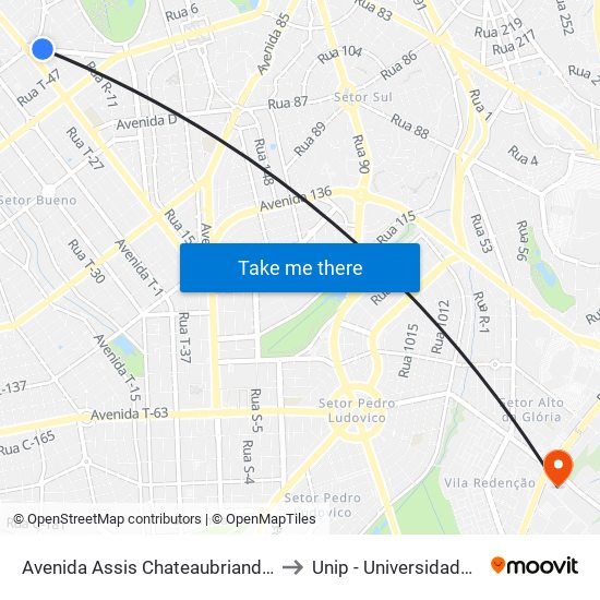 Avenida Assis Chateaubriand, 1978-2016 to Unip - Universidade Paulista map