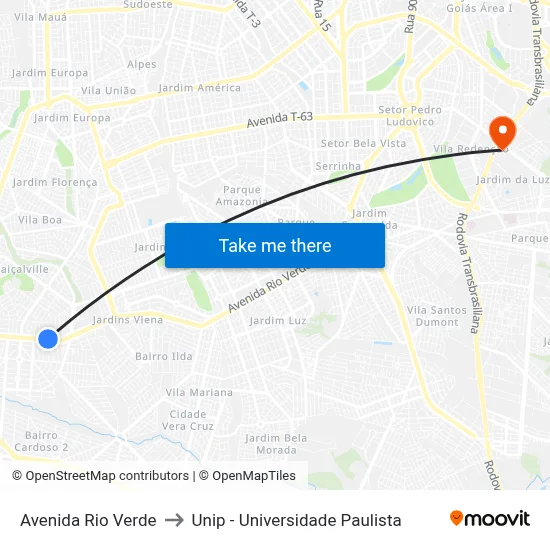 Avenida Rio Verde to Unip - Universidade Paulista map