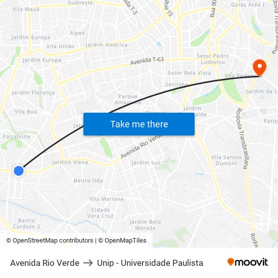 Avenida Rio Verde to Unip - Universidade Paulista map