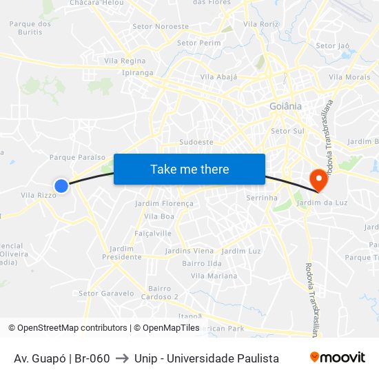 Av. Guapó | Br-060 to Unip - Universidade Paulista map