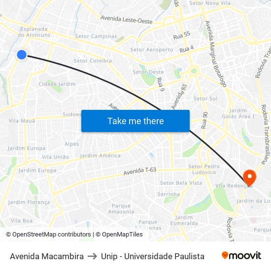 Avenida Macambira to Unip - Universidade Paulista map