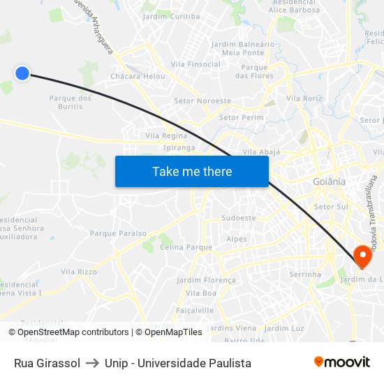 Rua Girassol to Unip - Universidade Paulista map
