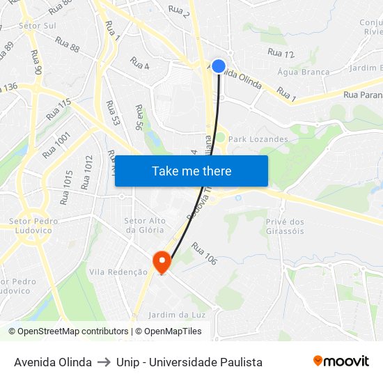 Avenida Olinda to Unip - Universidade Paulista map