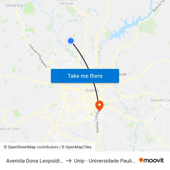 Avenida Dona Leopoldina to Unip - Universidade Paulista map