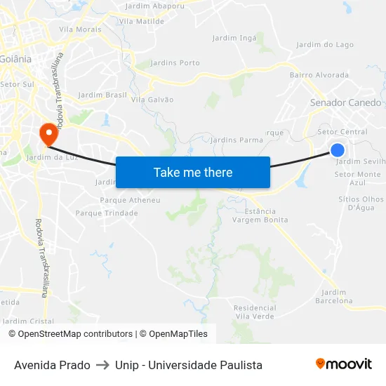 Avenida Prado to Unip - Universidade Paulista map