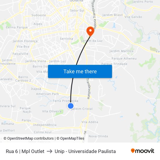 Rua 6 | Mpl Outlet to Unip - Universidade Paulista map