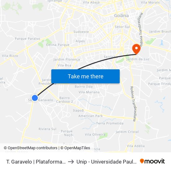 T. Garavelo | Plataforma B7 to Unip - Universidade Paulista map
