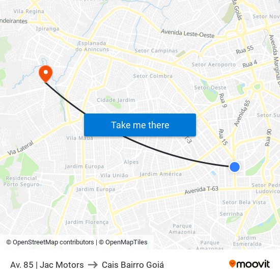 Av. 85 | Jac Motors to Cais Bairro Goiá map