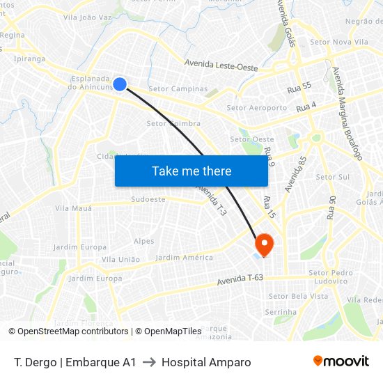 T. Dergo | Embarque A1 to Hospital Amparo map