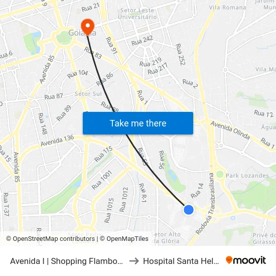 Avenida I | Shopping Flamboyant to Hospital Santa Helena map