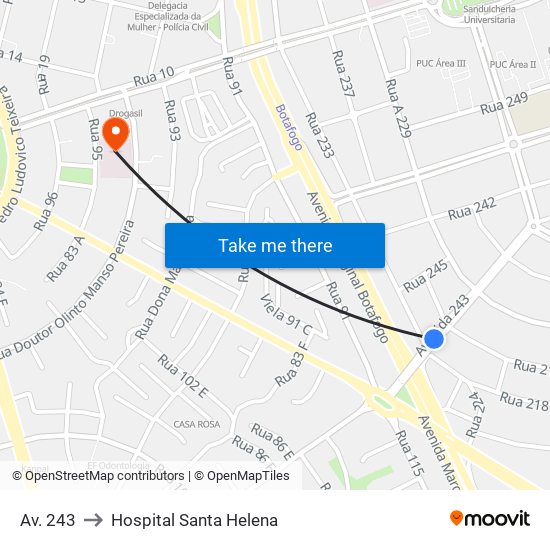 Av. 243 to Hospital Santa Helena map