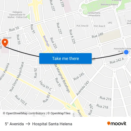 5° Avenida to Hospital Santa Helena map
