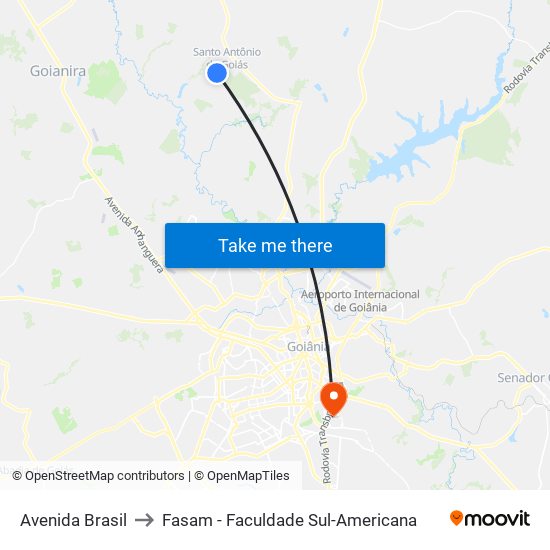 Avenida Brasil to Fasam - Faculdade Sul-Americana map