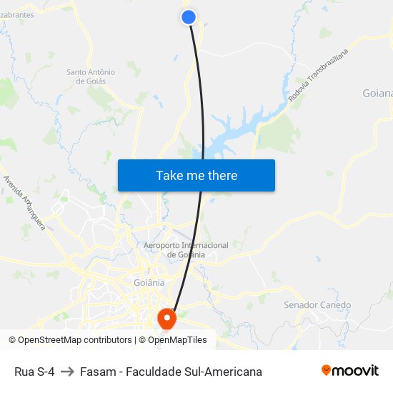 Rua S-4 to Fasam - Faculdade Sul-Americana map