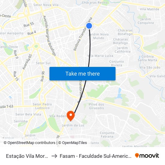 Estação Vila Morais to Fasam - Faculdade Sul-Americana map