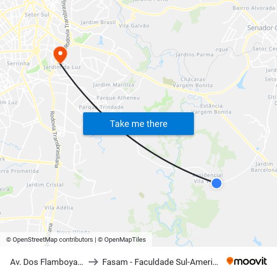 Via Interna Mansões Morumbi to Fasam - Faculdade Sul-Americana map