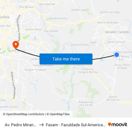 Av. Pedro Miranda to Fasam - Faculdade Sul-Americana map
