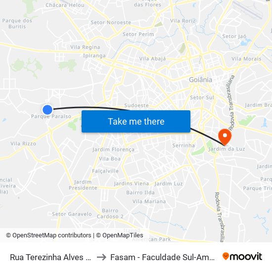 Rua Terezinha Alves Freire to Fasam - Faculdade Sul-Americana map