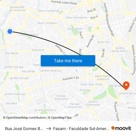 Rua José Gomes Bailão to Fasam - Faculdade Sul-Americana map