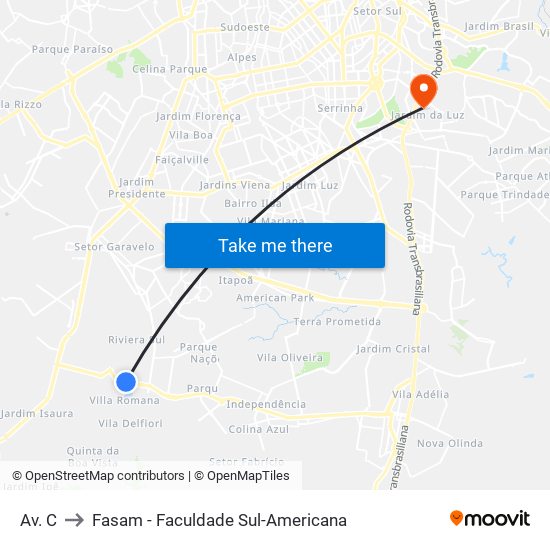 Av. C to Fasam - Faculdade Sul-Americana map