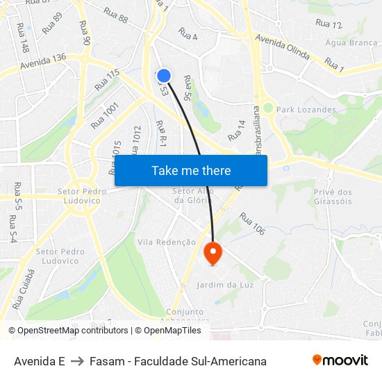 Avenida E to Fasam - Faculdade Sul-Americana map