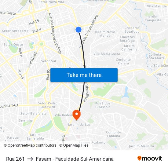 Rua 261 to Fasam - Faculdade Sul-Americana map