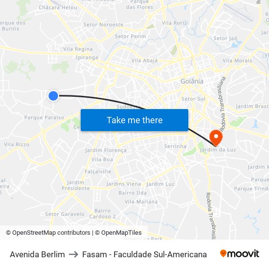 Avenida Berlim to Fasam - Faculdade Sul-Americana map