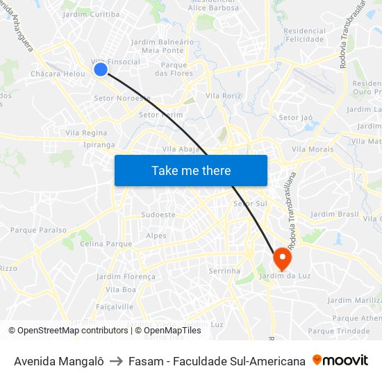 Avenida Mangalô to Fasam - Faculdade Sul-Americana map