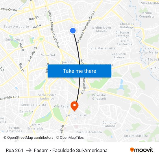 Rua 261 to Fasam - Faculdade Sul-Americana map
