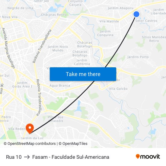 Rua 10 to Fasam - Faculdade Sul-Americana map