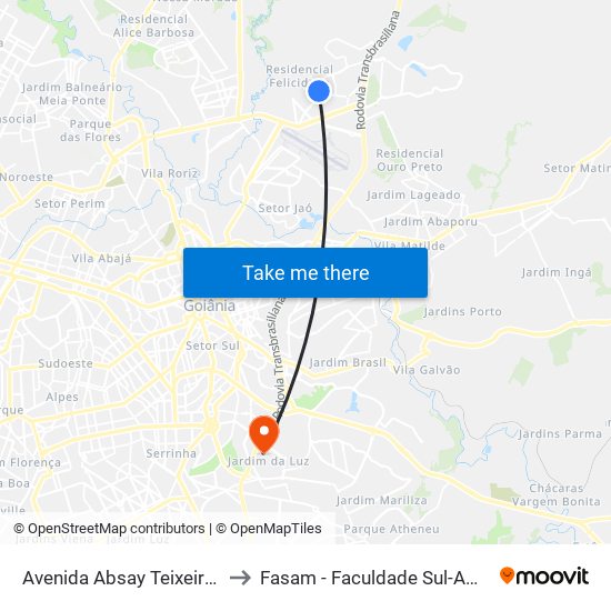 Avenida Absay Teixeira, 1941 to Fasam - Faculdade Sul-Americana map