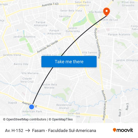 Av. H-152 to Fasam - Faculdade Sul-Americana map