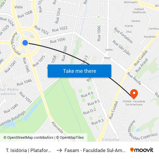 T. Isidória | Plataforma B3 to Fasam - Faculdade Sul-Americana map