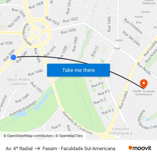 Av. 4ª Radial to Fasam - Faculdade Sul-Americana map