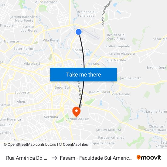 Rua América Do Sul to Fasam - Faculdade Sul-Americana map