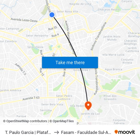 T. Paulo Garcia | Plataforma A2 to Fasam - Faculdade Sul-Americana map