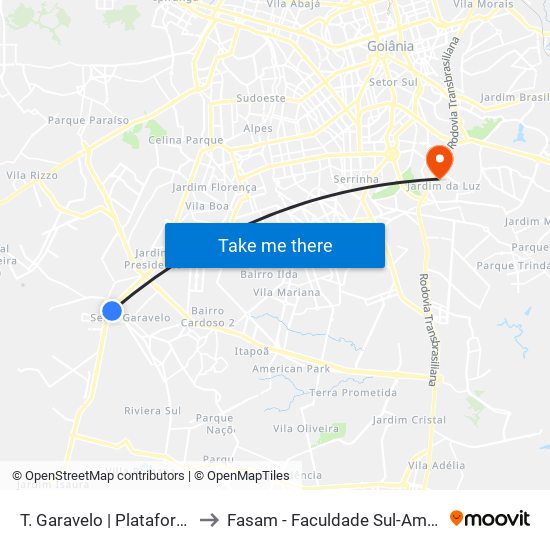 T. Garavelo | Plataforma B7 to Fasam - Faculdade Sul-Americana map