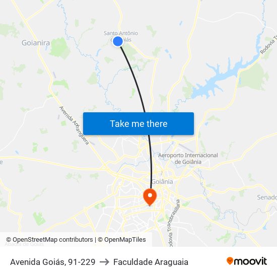 Avenida Goiás, 91-229 to Faculdade Araguaia map