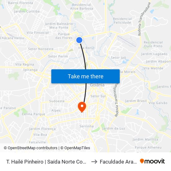 T. Hailé Pinheiro | Saída Norte Convencional to Faculdade Araguaia map