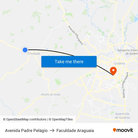 Avenida Padre Pelágio to Faculdade Araguaia map