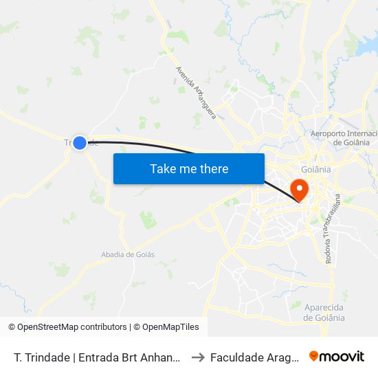 T. Trindade | Entrada Brt Anhanguera to Faculdade Araguaia map