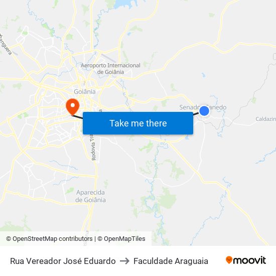 Rua Vereador José Eduardo to Faculdade Araguaia map