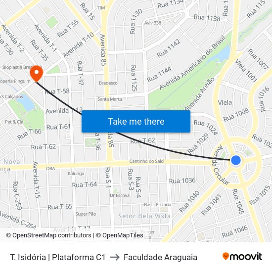 T. Isidória | Plataforma C1 to Faculdade Araguaia map