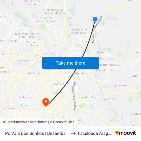 Pc Vale Dos Sonhos | Desembarque to Faculdade Araguaia map